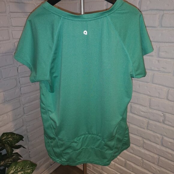 Hyba Ladies Size XXL Short Sleeve V-neck Green Workout T-shirt - Picture 2 of 6